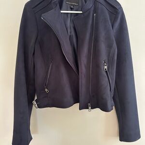 Banana Republic Blue Leather Jacket Sleek Tailored Design